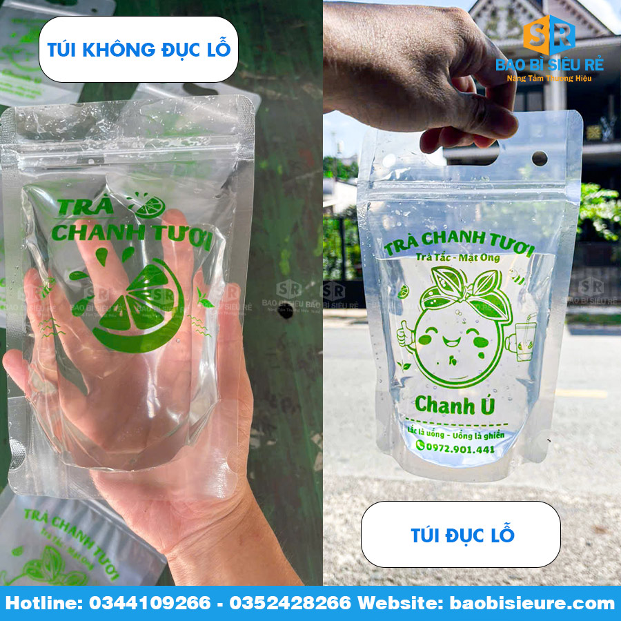 Các loại túi zip đựng trà chanh, trà sữa