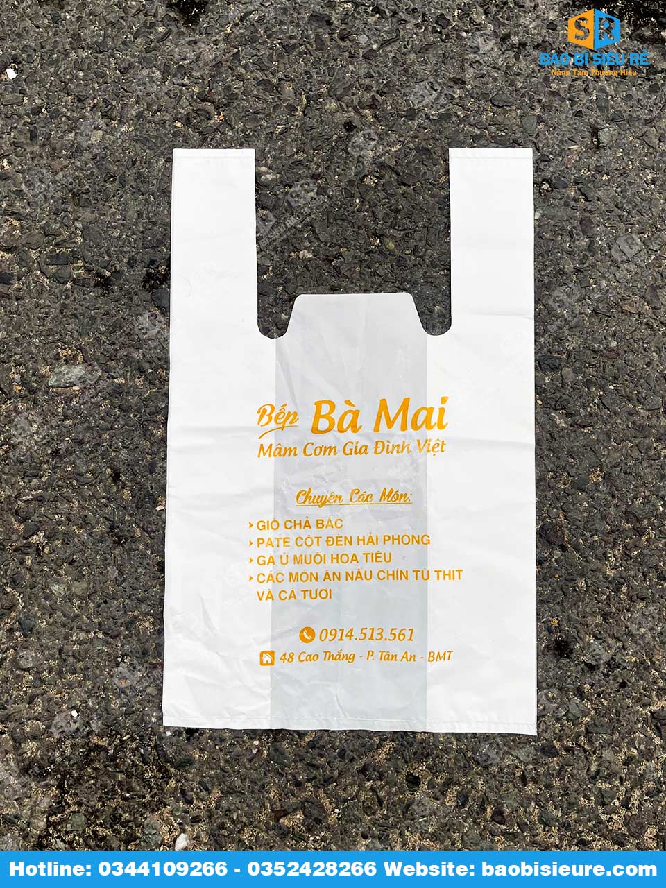 Túi xốp hai quai in logo
