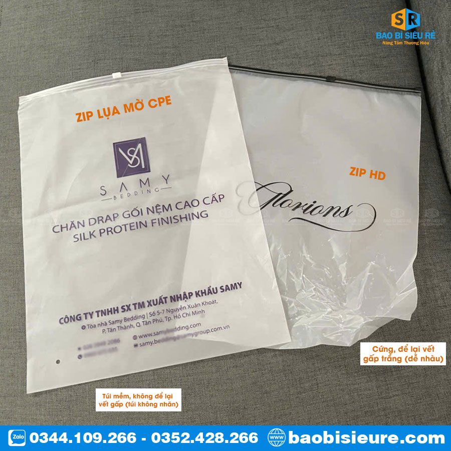 Phân biệt túi zip lụa mờ CPE