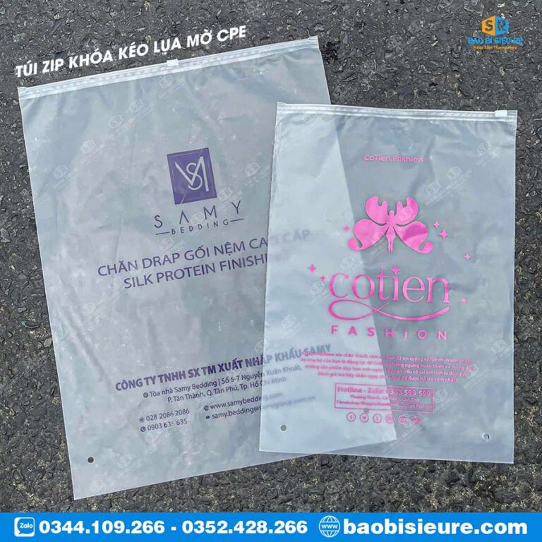 Túi zip lụa mờ CPE