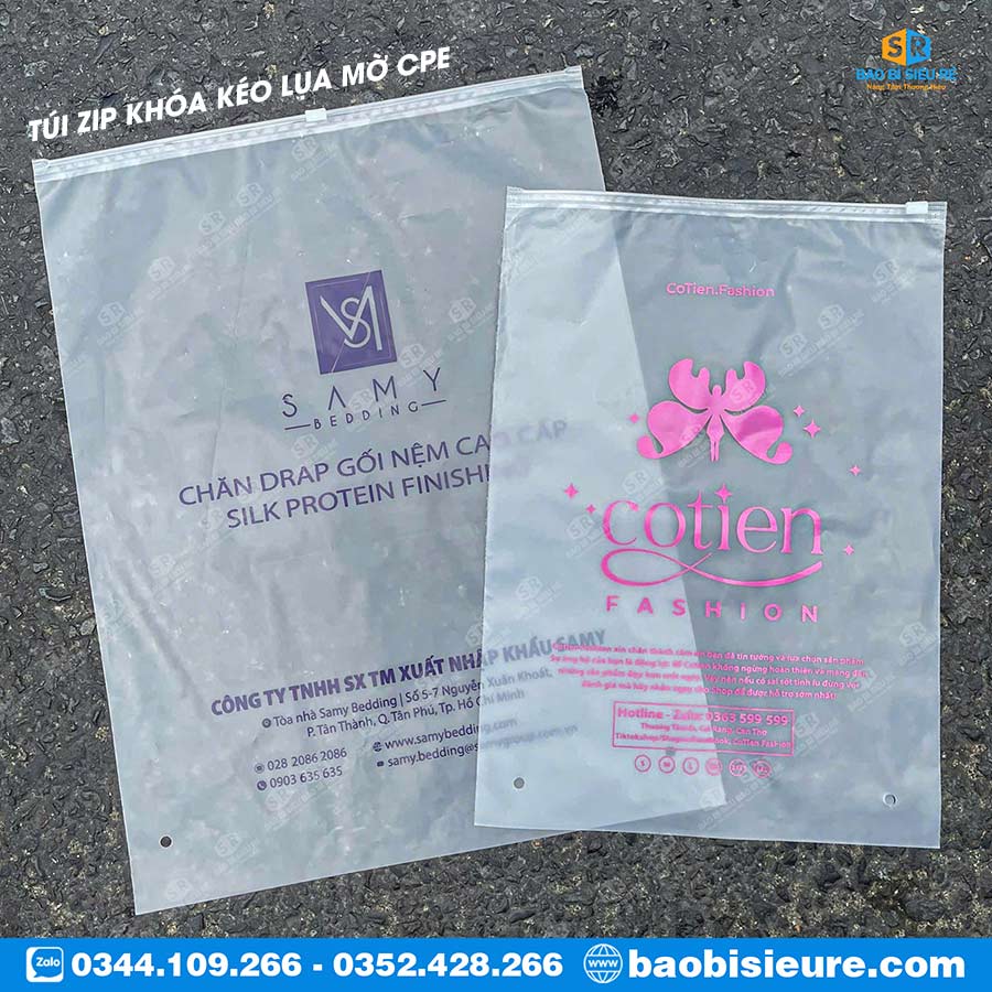 Túi zip lụa mờ CPE